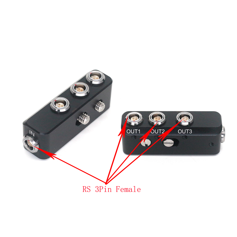 RS 3Pin Female to 3x RS 3Pin Female Power Three Way Splitter For Sony Venice Rs 3pin 24V Distributor With 1/4 Screw