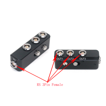 RS 3Pin Female to 3x RS 3Pin Female Power Three Way Splitter For Sony Venice Rs 3pin 24V Distributor With 1/4 Screw
