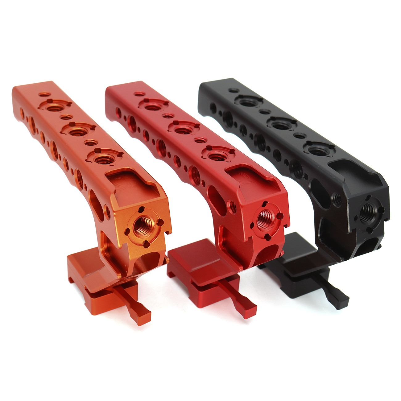 Camera Top Handle with 3/8" ARRI Locating Pins, with 1/4" 3/8" Threads and 3 Cold Shoes, Compatible with ARRI Handles