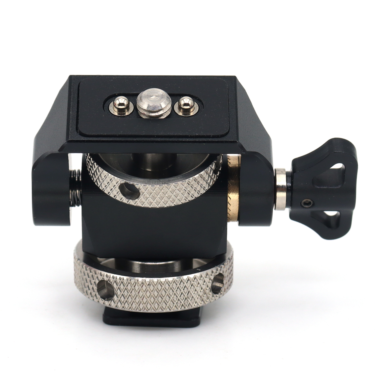 NATO Clamp/Cold Shoe/3/8/1/4 Screw DSLR Monitor Mount for ARRI Mount, 180° Tilt and 360° Swivel