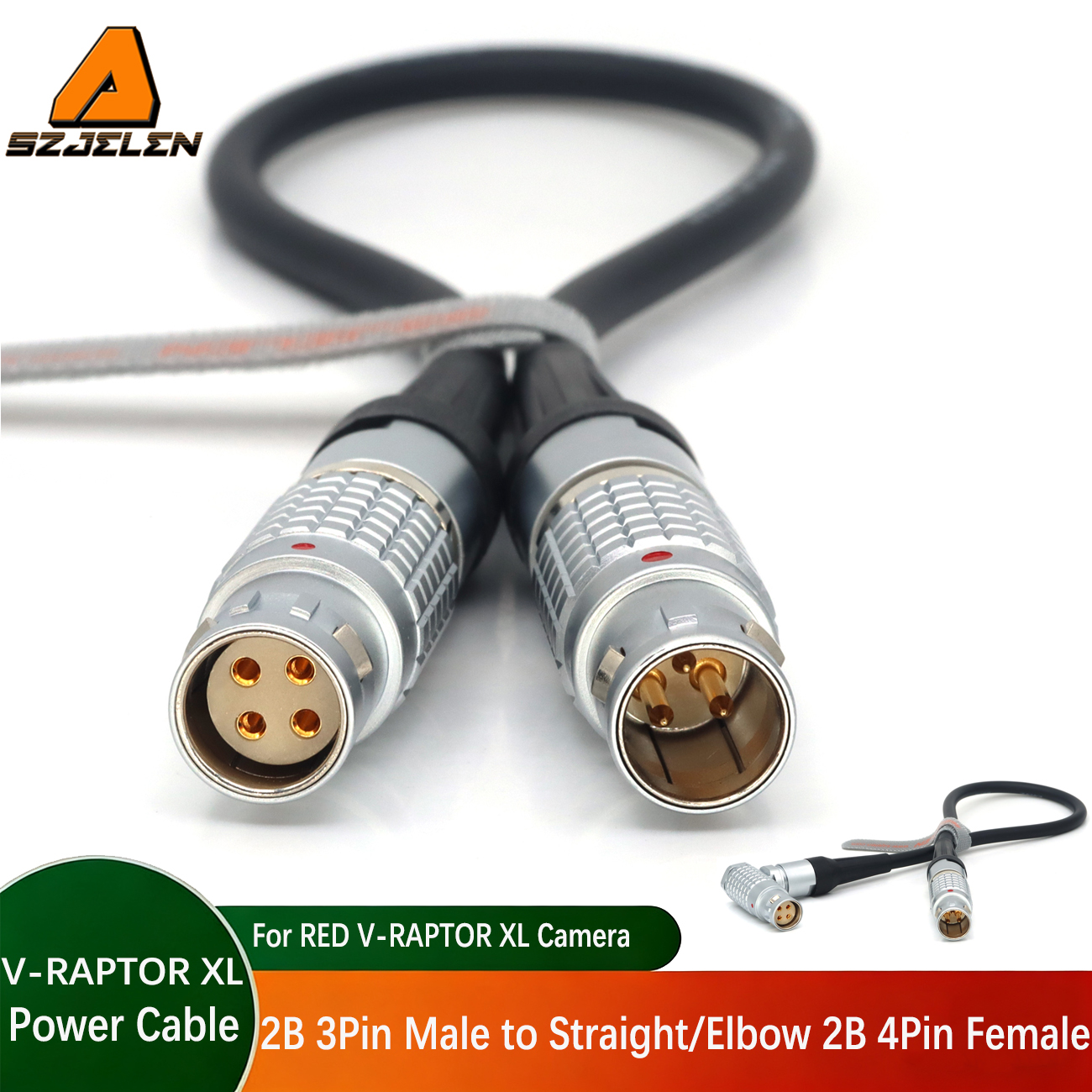 24V Power Cable Steadicam M2 2B 3Pin to 2B 4Pin Female for RED V-RAPTOR XL
