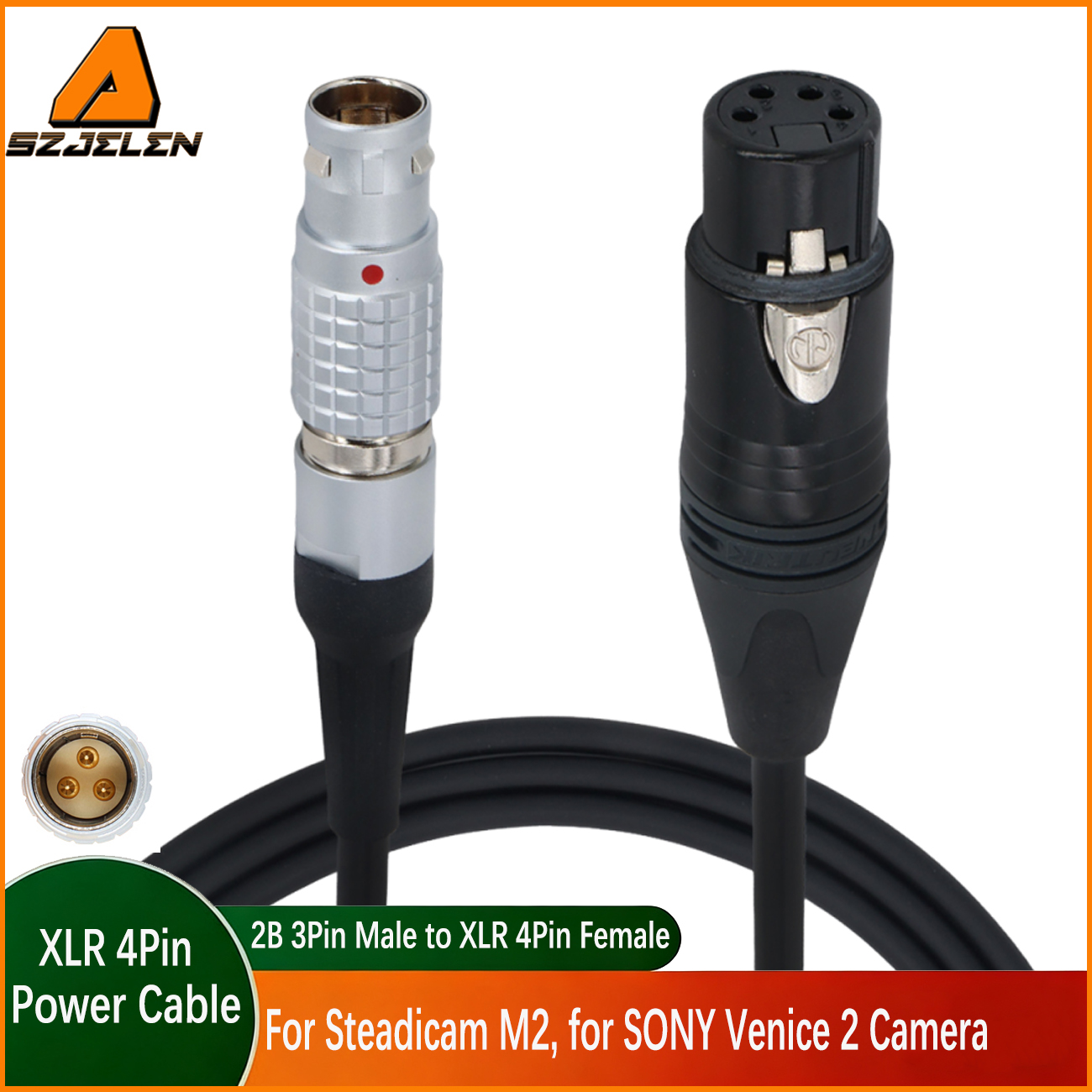 Power Cable Steadicam m2 2B 3Pin to XLR 4Pin Female for SONY Venice 2