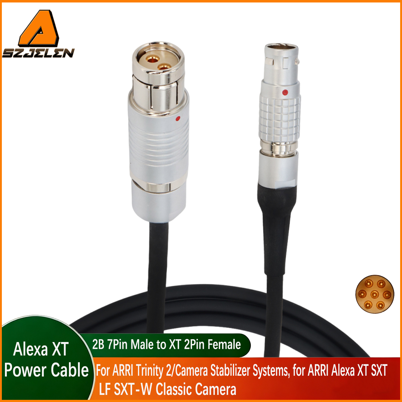 24V Power Cable for ARRI Trinity 2/Camera Stabilizer Systems 2B 7Pin to XT 2Pin Female for ARRI Alexa XT SXT LF SXT-W Classic Camera