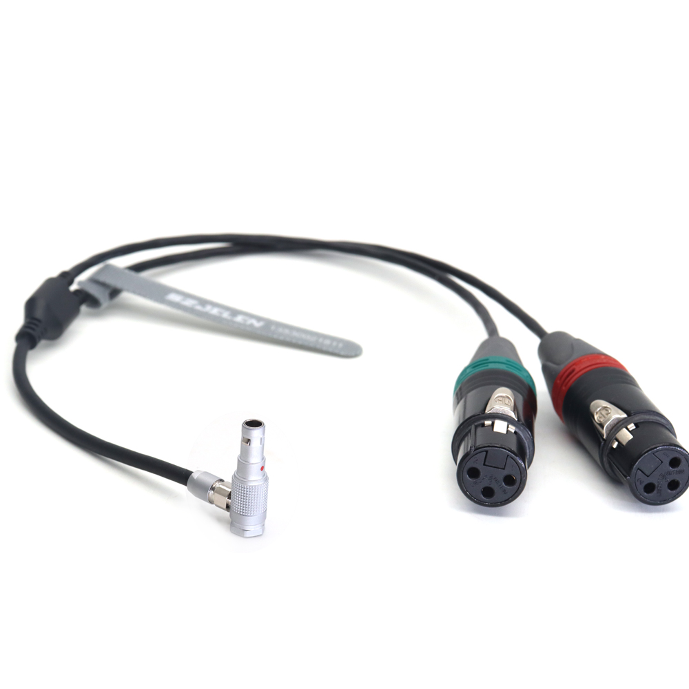 Dual Channel Audio Cable 00B 5Pin to Double 3Pin XLR Female for RED V-RAPTOR, ARRI ALEXA mini