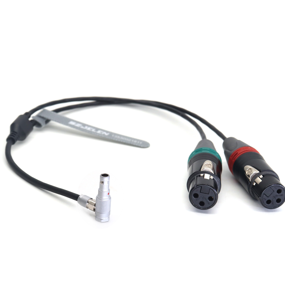 Dual Channel Audio Cable 00B 5Pin to Double 3Pin XLR Female for RED V-RAPTOR, ARRI ALEXA mini