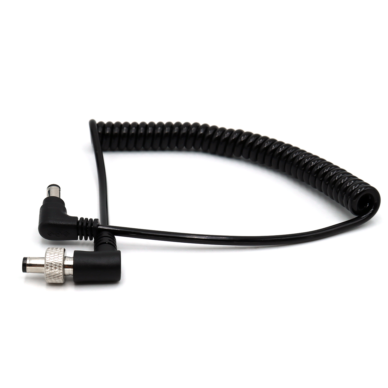 Locking DC 5.5x2.5mm to DC 2.5mm Male Coiled Video Power Cable for Atomos Ninja V Sony Pix-E7 E5 Monitor Hollyland Mars 400s