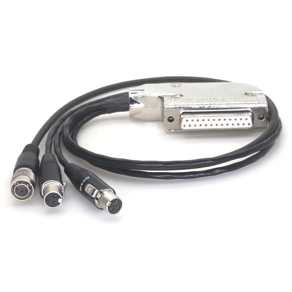 DB25 to Dual TA3F and Hirose 4Pin Audio Connection Cable for Lectrosonics, Wisycom, Sennheiser, Sony Receivers