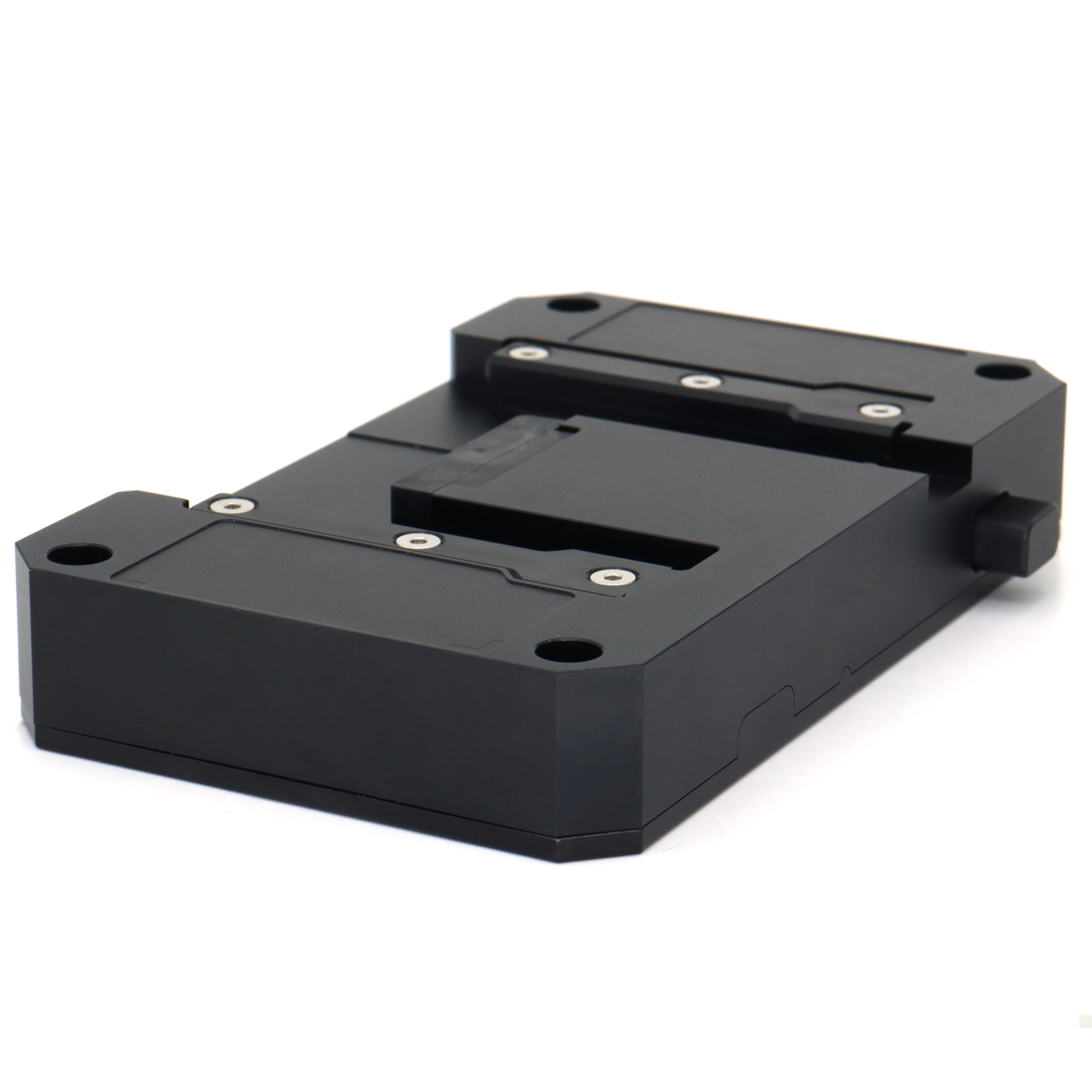 ARRI Alexa 35 B-Mount Battery Expansion Cheese Plate With 1/4"-20, 3/8"-16 Screw Holes and Anti-twist holes.