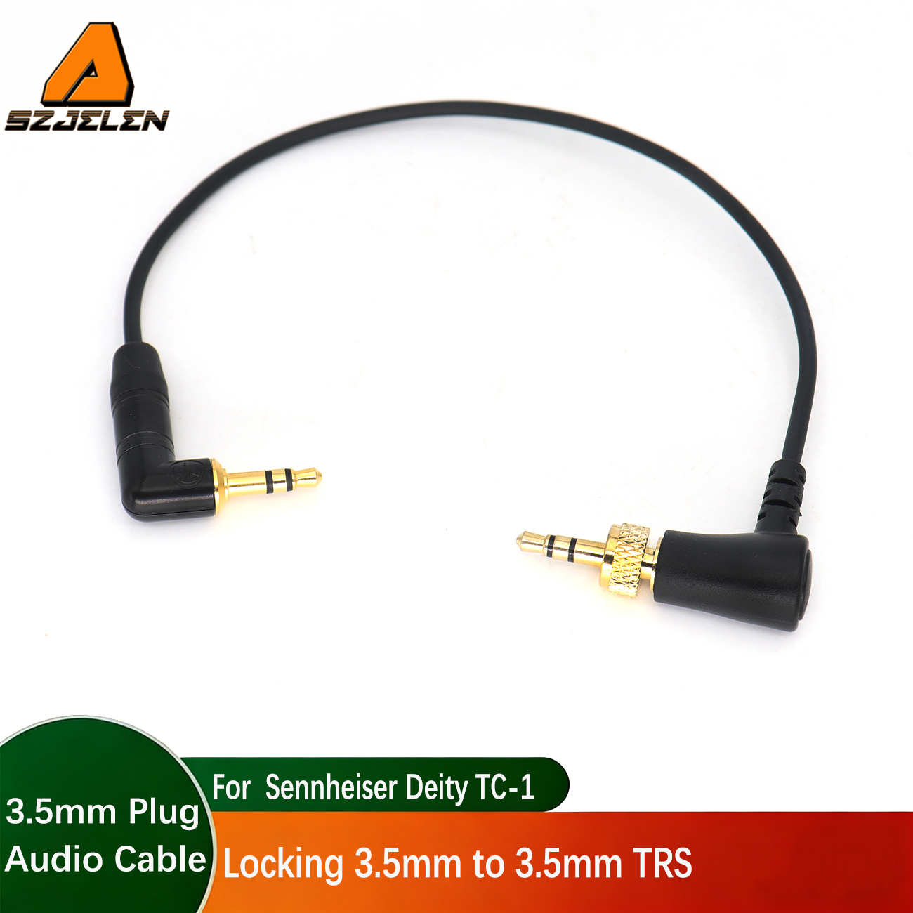 Locking 3.5mm TRS to 3.5mm TRS Audio Cable for Sennheiser Deity TC-1 Right Angle TRS Cable for DSLR Camera
