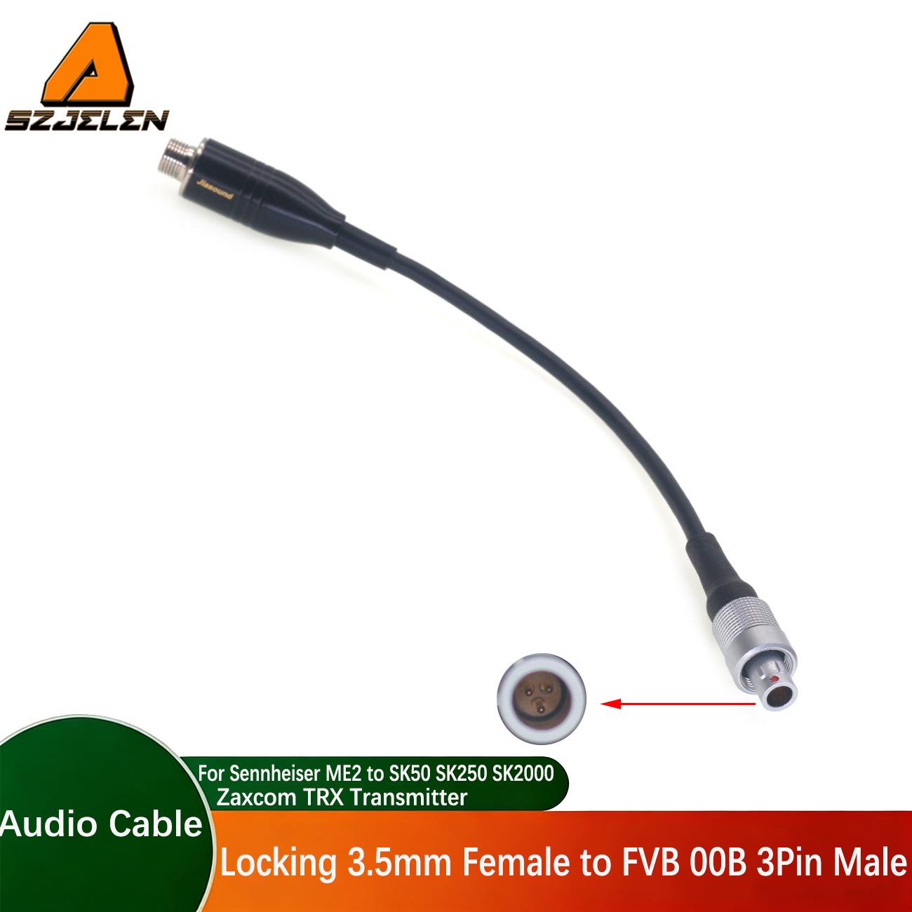 Audio Cable Locking 3.5mm Female to FVB 3Pin Male for Sennheiser ME2 to SK50 SK250 SK2000 Zaxcom TRX Transmitter