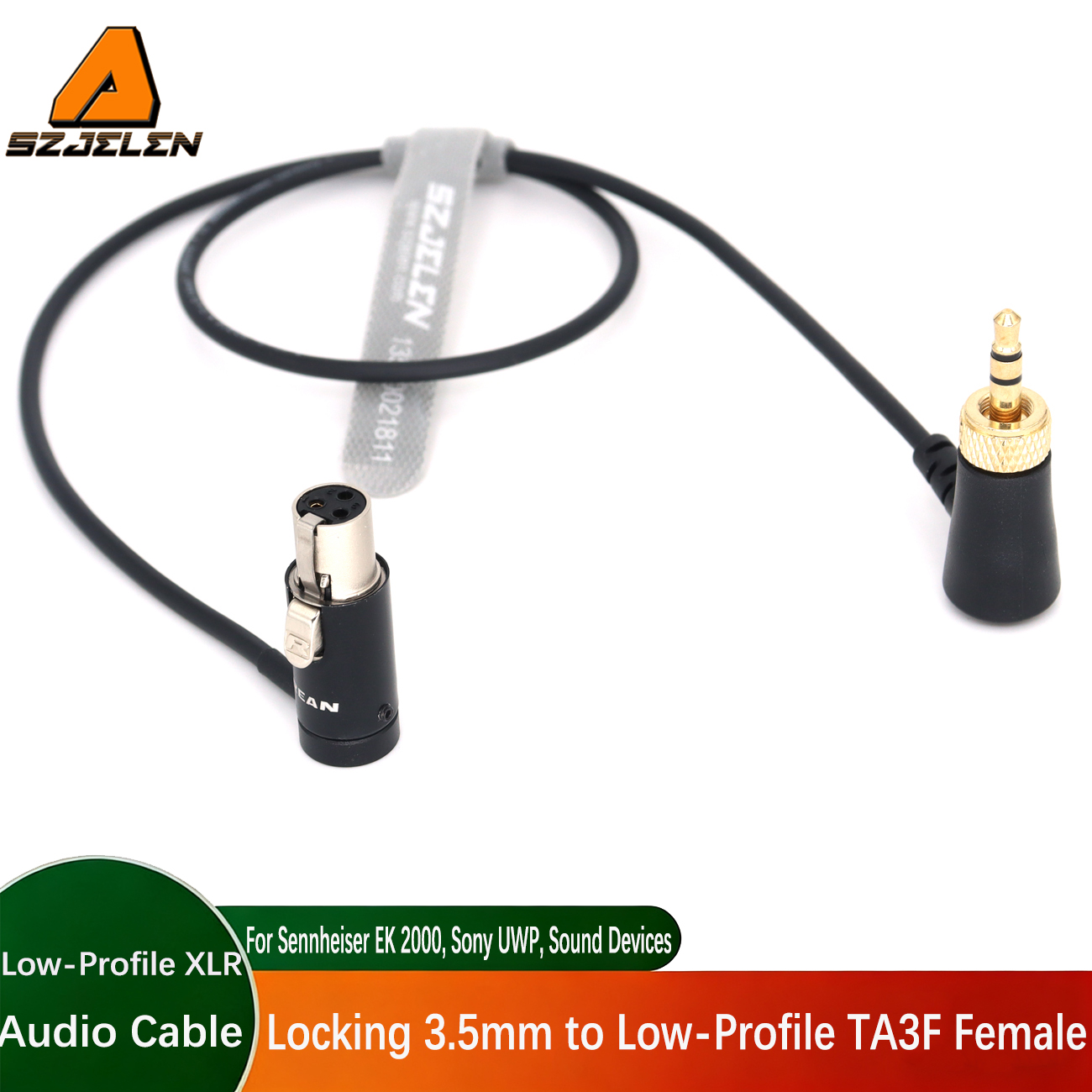 Audio Cable Low-Profile TA3F to Locking 3.5mm TRS for Sennheiser EK 2000, Sony UWP, Sound Devices 633 688