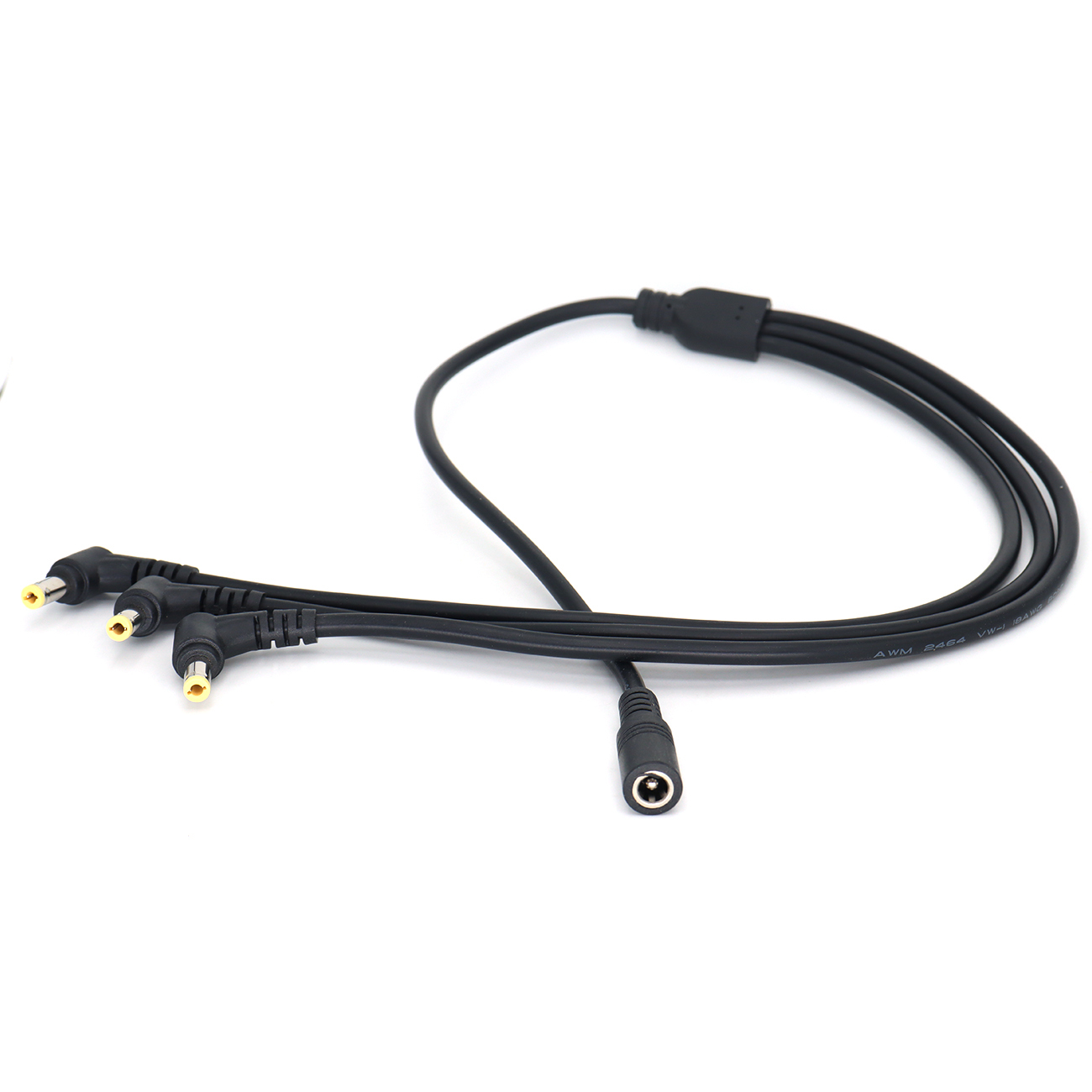 Power Cable D-tap Male/DC2.5 Female To 3x DC 5.5x2.5mm Monitor Power Cords With Right Angle Connectors, for Multi Monitor