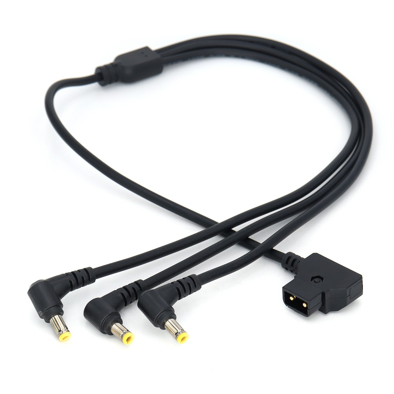 Power Cable D-tap Male/DC2.5 Female To 3x DC 5.5x2.5mm Monitor Power Cords With Right Angle Connectors, for Multi Monitor