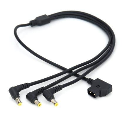Power Cable D-tap Male/DC2.5 Female To 3x DC 5.5x2.5mm Monitor Power Cords With Right Angle Connectors, for Multi Monitor