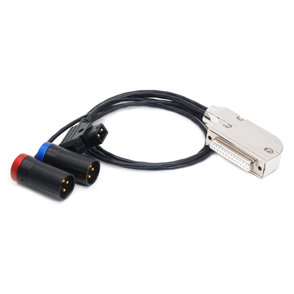 DB25 Female to D-tap and Dual Low-profile XLR 3Pin for Lectrosonics/Wisycom/Sennheiser/Sony/Audio LTD Receiver