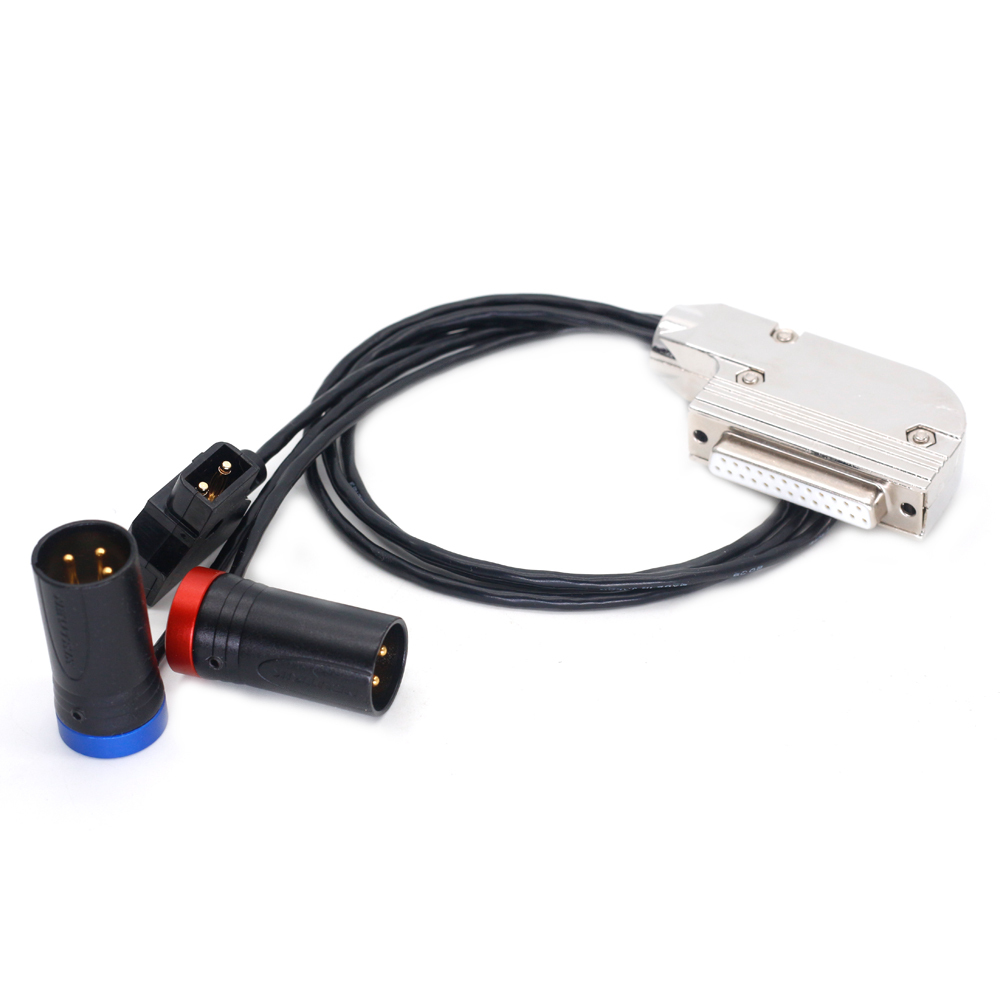DB25 Female to D-tap and Dual Low-profile XLR 3Pin for Lectrosonics/Wisycom/Sennheiser/Sony/Audio LTD Receiver