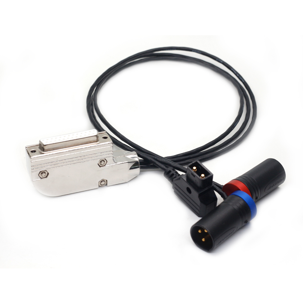 DB25 Female to D-tap and Dual Low-profile XLR 3Pin for Lectrosonics/Wisycom/Sennheiser/Sony/Audio LTD Receiver
