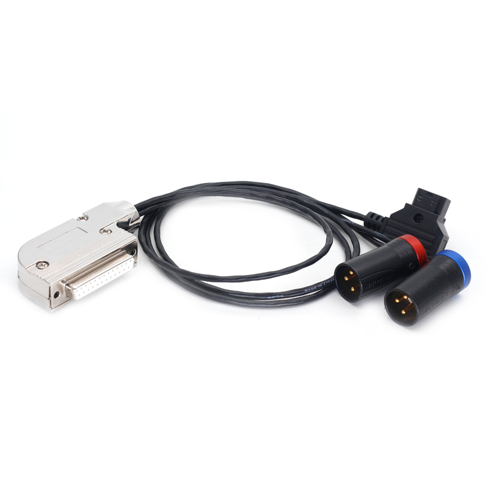 DB25 Female to D-tap and Dual Low-profile XLR 3Pin for Lectrosonics/Wisycom/Sennheiser/Sony/Audio LTD Receiver