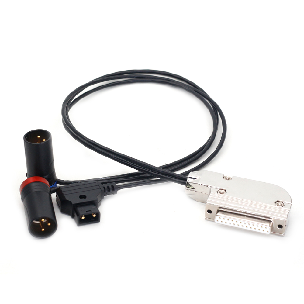 DB25 Female to D-tap and Dual Low-profile XLR 3Pin for Lectrosonics/Wisycom/Sennheiser/Sony/Audio LTD Receiver
