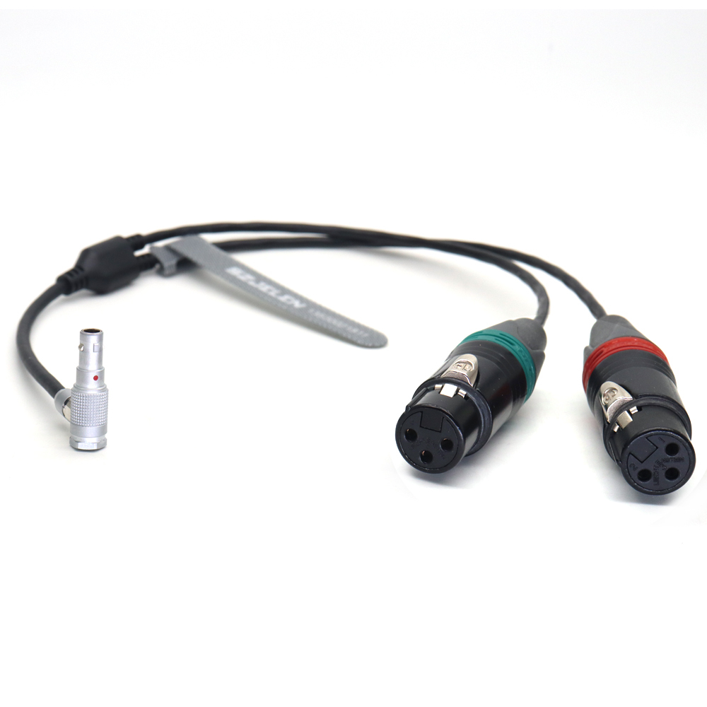 Dual Channel Audio Cable 00B 5Pin to Double 3Pin XLR Female for RED V-RAPTOR, ARRI ALEXA mini