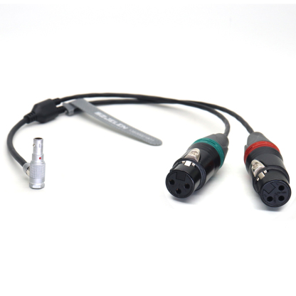 Dual Channel Audio Cable 00B 5Pin to Double 3Pin XLR Female for RED V-RAPTOR, ARRI ALEXA mini