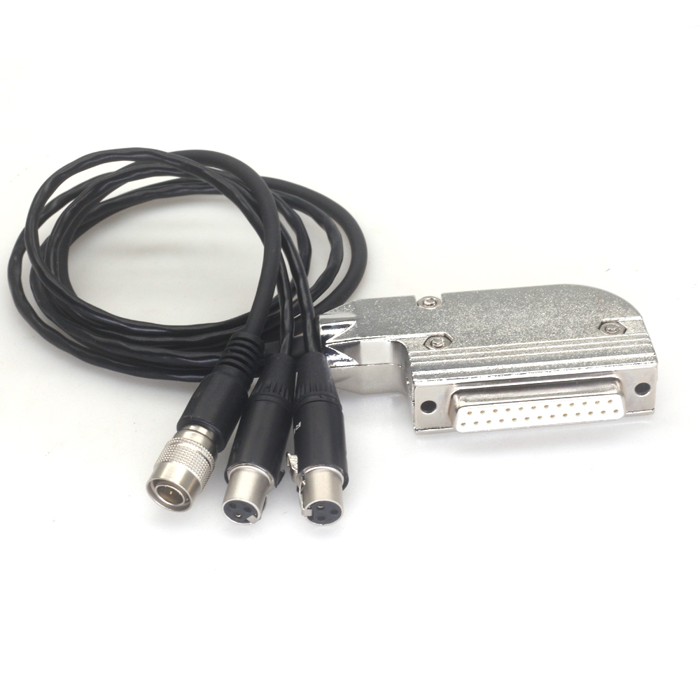 DB25 to Dual TA3F and Hirose 4Pin Audio Connection Cable for Lectrosonics, Wisycom, Sennheiser, Sony Receivers