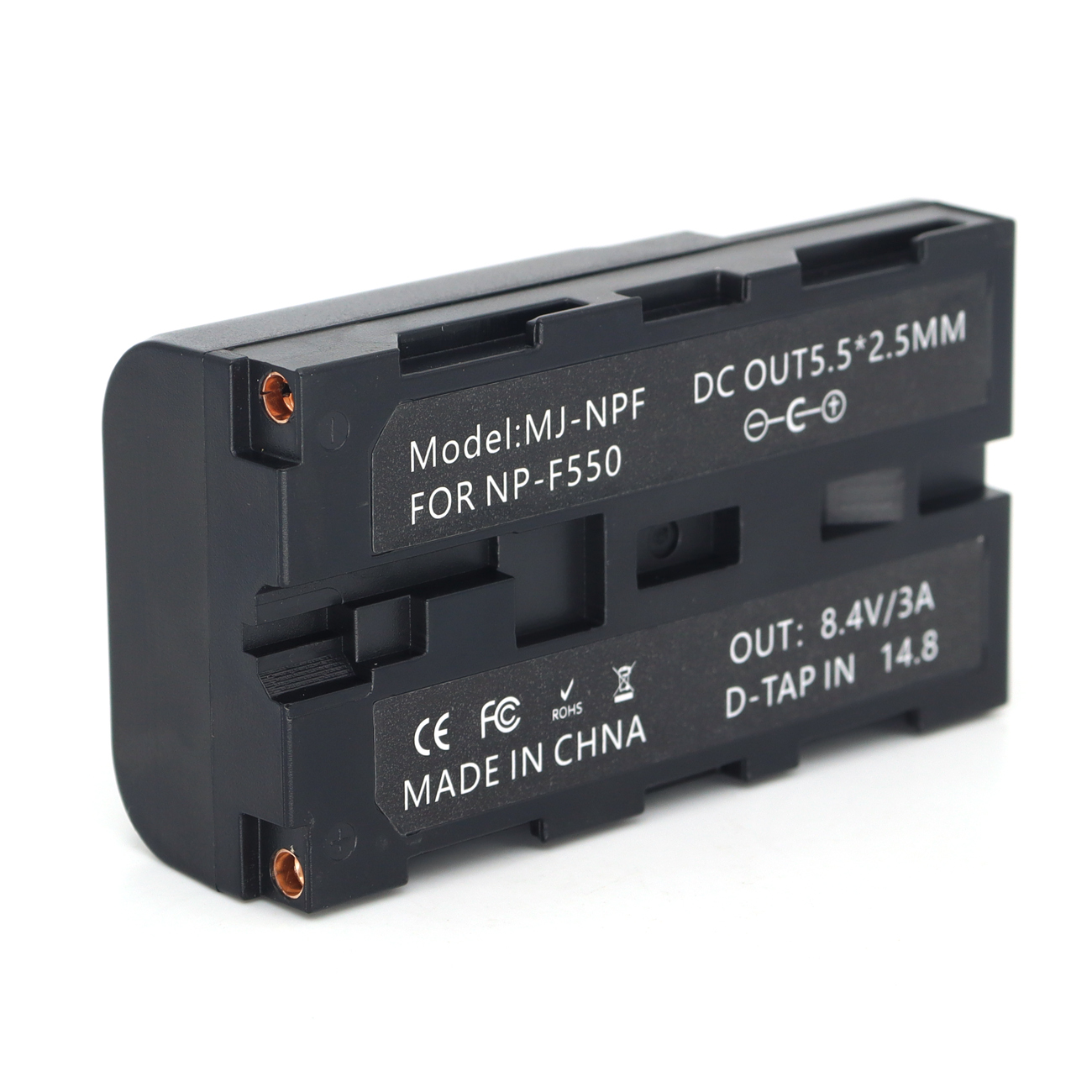 DC2.5/D-tap Power Input NP-F550/NP-F570/ 970 Power Coupler DC Dummy Battery