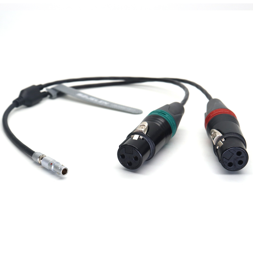 Dual Channel Audio Cable 00B 5Pin to Double 3Pin XLR Female for RED V-RAPTOR, ARRI ALEXA mini