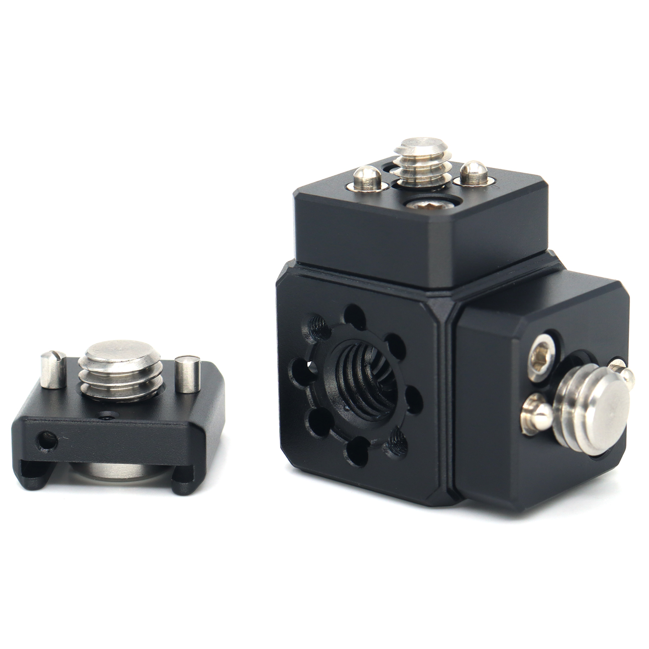 Multi-Hole Screws Adapter with Cold Shoe Mount with 1/4'' 3/8'' ARRI Thread Hole for Tripod, Magic Arm, Microphone, Camera Cage