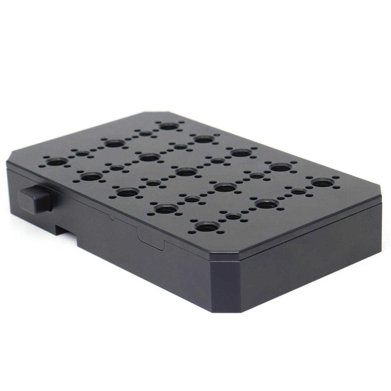ARRI Alexa 35 B-Mount Battery Expansion Cheese Plate With 1/4"-20, 3/8"-16 Screw Holes and Anti-twist holes.