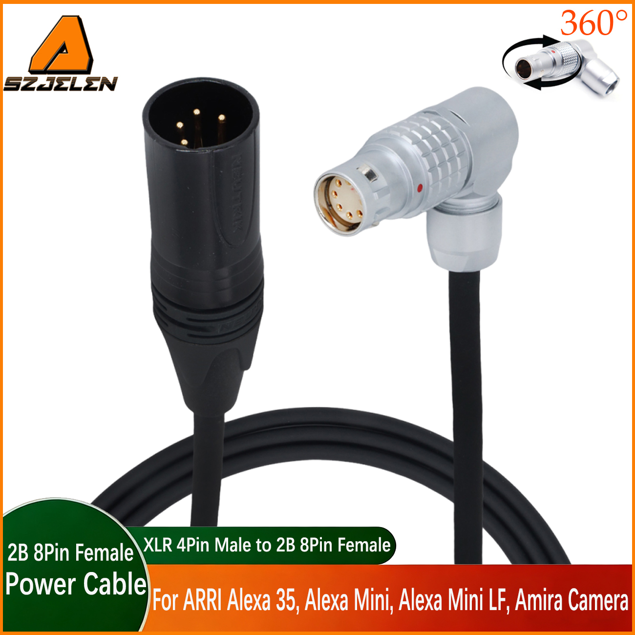 Power Cable D-tap/XLR 3Pin/4Pin to 2B 8Pin Female for ARRI Alexa 35, Alexa Mini, Alexa Mini LF, Amira Camera