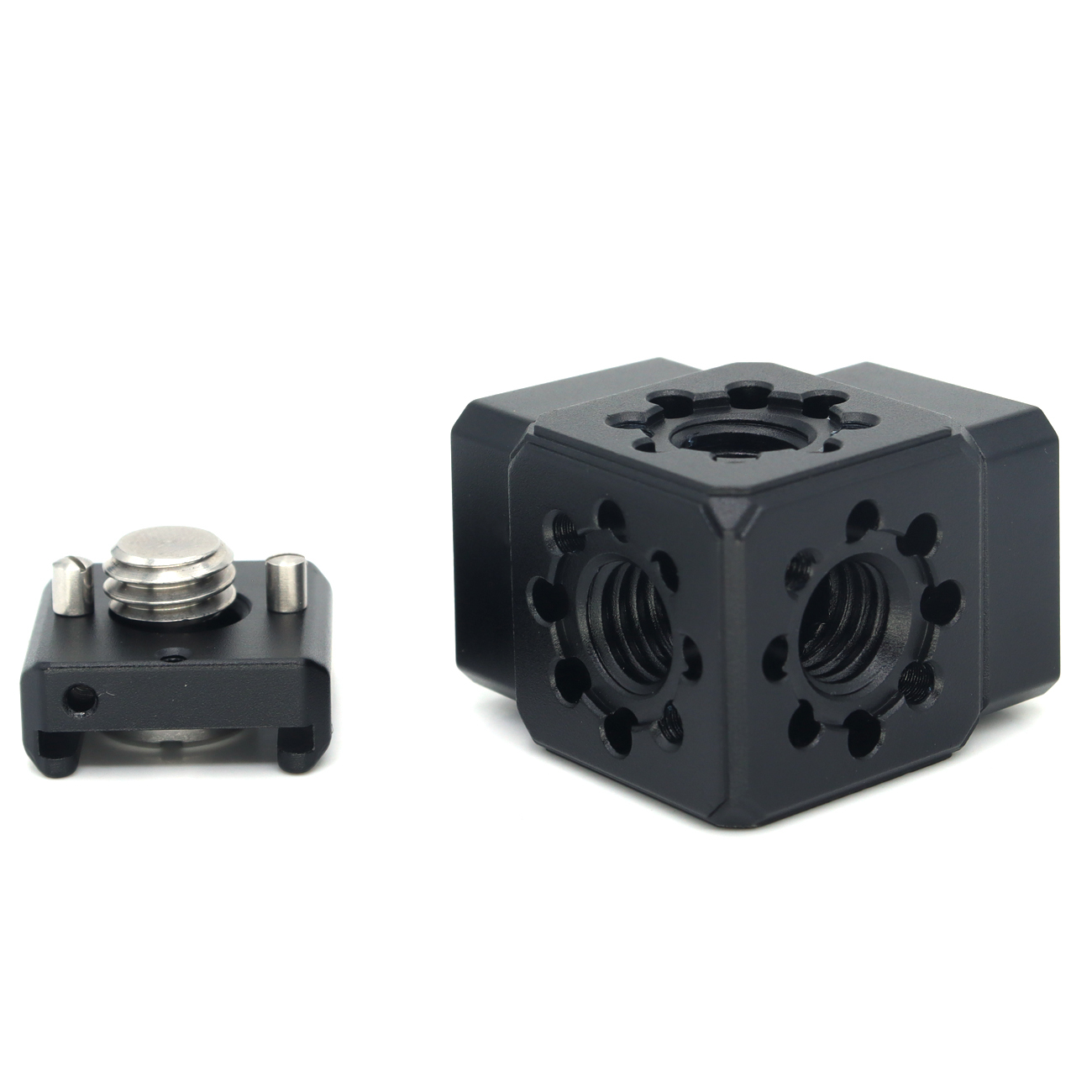 Multi-Hole Screws Adapter with Cold Shoe Mount with 1/4'' 3/8'' ARRI Thread Hole for Tripod, Magic Arm, Microphone, Camera Cage