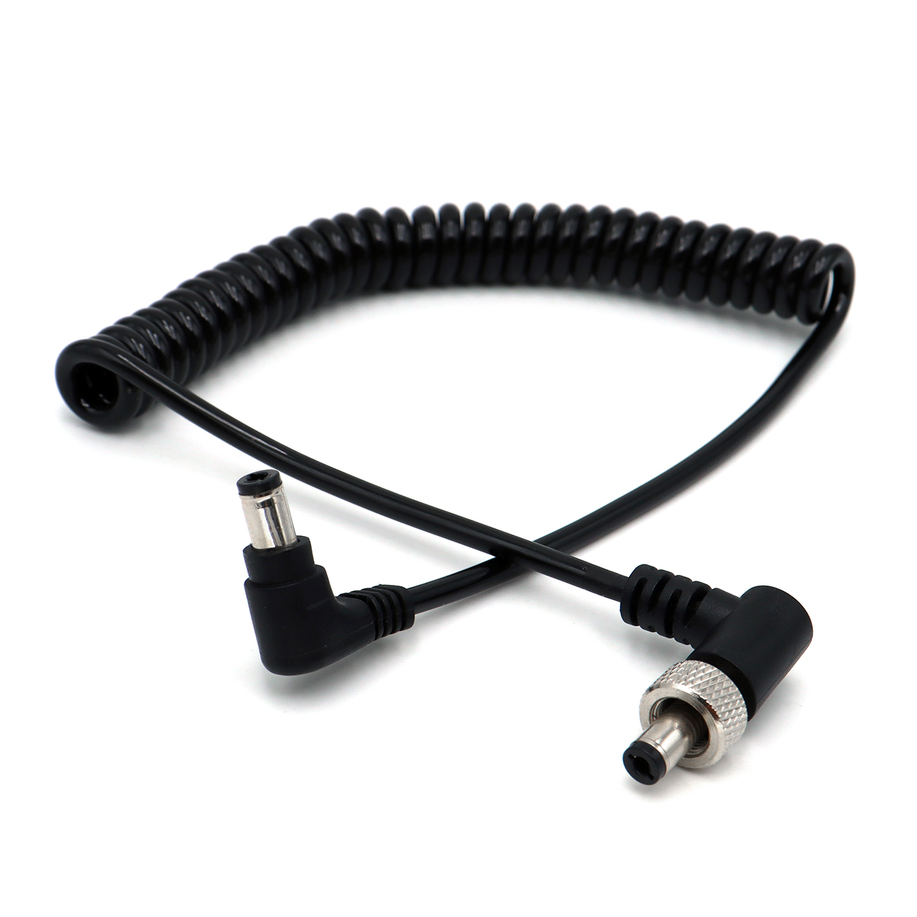 Locking DC 5.5x2.5mm to DC 2.5mm Male Coiled Video Power Cable for Atomos Ninja V Sony Pix-E7 E5 Monitor Hollyland Mars 400s