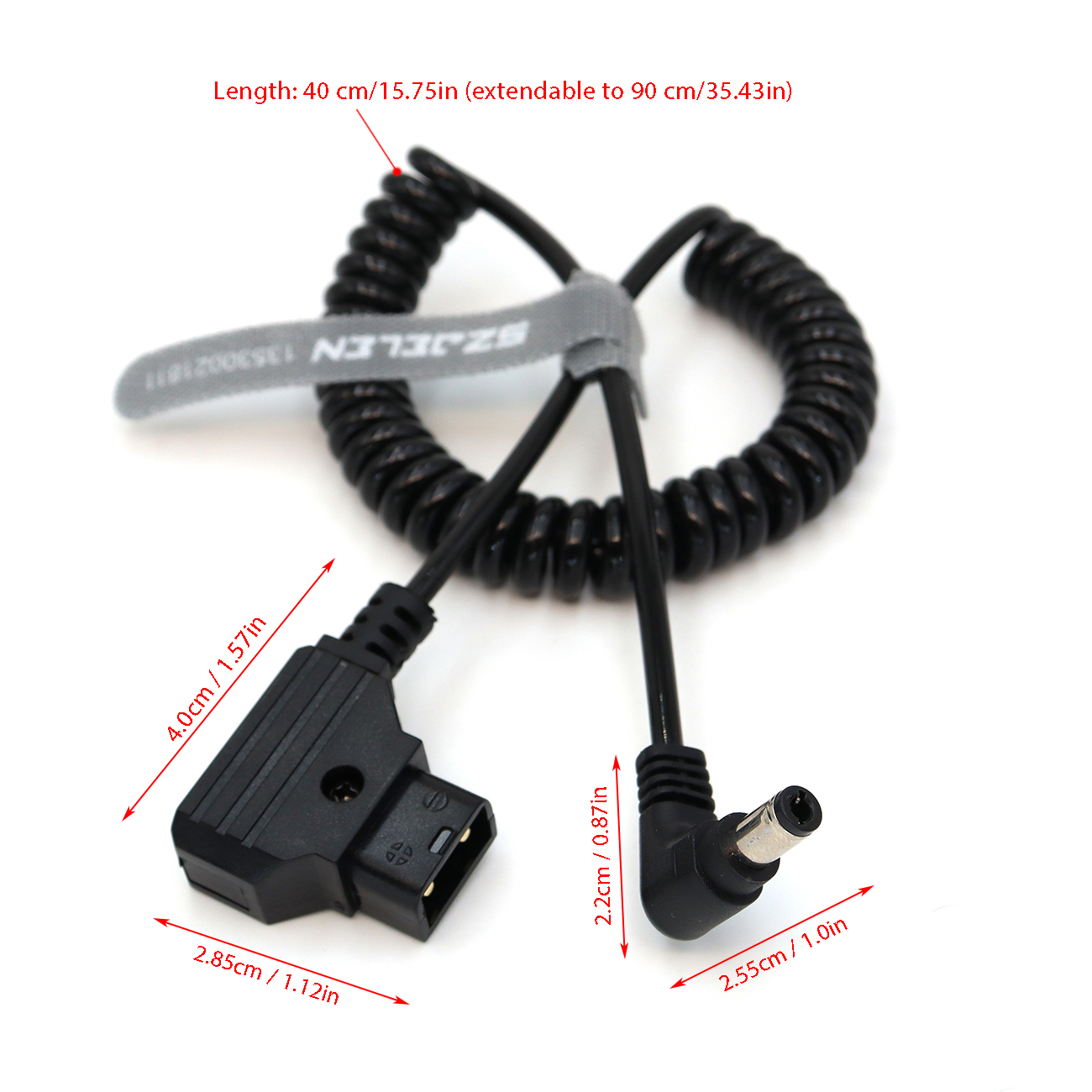 D-tap to Right Angle DC 2.5mm Coiled Power Cable