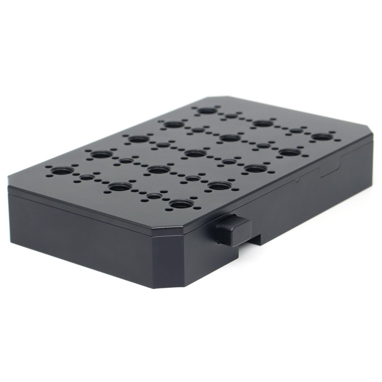 ARRI Alexa 35 B-Mount Battery Expansion Cheese Plate With 1/4"-20, 3/8"-16 Screw Holes and Anti-twist holes.