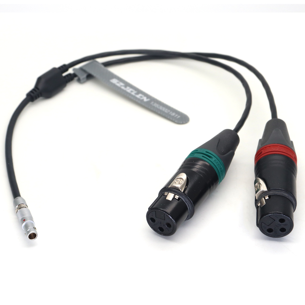 Dual Channel Audio Cable 00B 5Pin to Double 3Pin XLR Female for RED V-RAPTOR, ARRI ALEXA mini