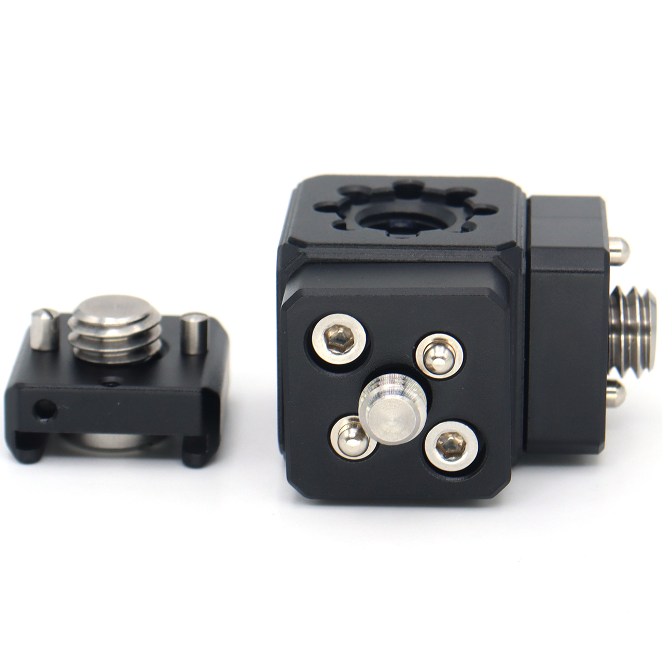 Multi-Hole Screws Adapter with Cold Shoe Mount with 1/4'' 3/8'' ARRI Thread Hole for Tripod, Magic Arm, Microphone, Camera Cage