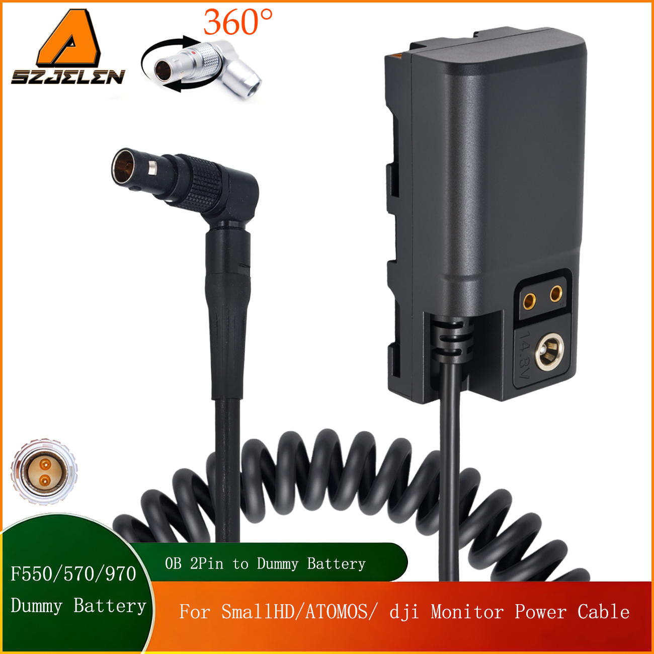 0B 2Pin Male to NP-F550/NP-F570/970 Power Coupler DC Dummy Battery for SONY
