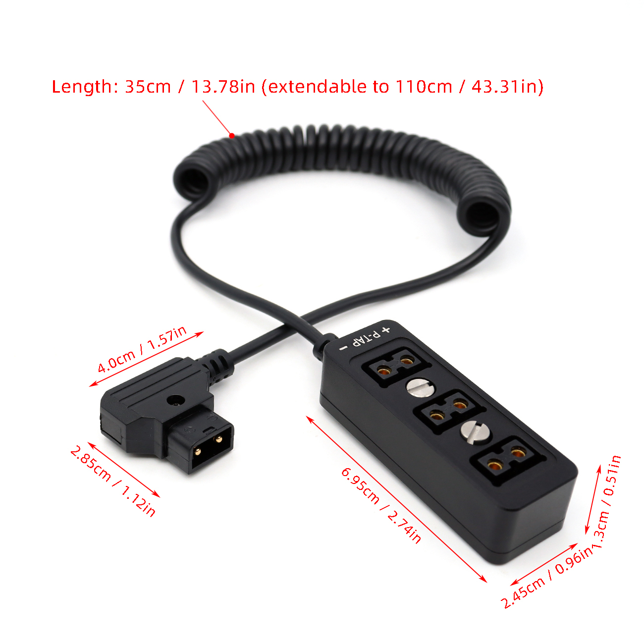 D-tap Three Way Splitter Distributor Spiral wire Metal Case with 1/4‘’ M4 screw