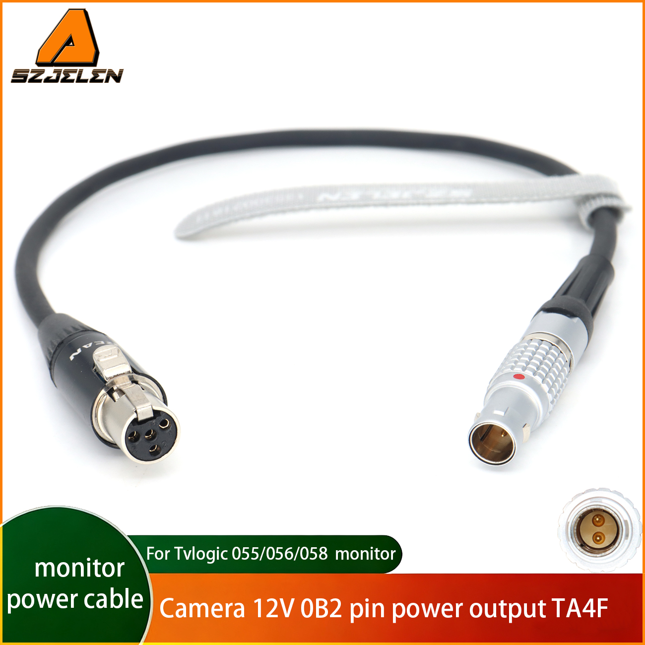Power Cable 0B 2Pin to Mini XLR 4Pin Female for Tvlogic 055/056/058, ARRI