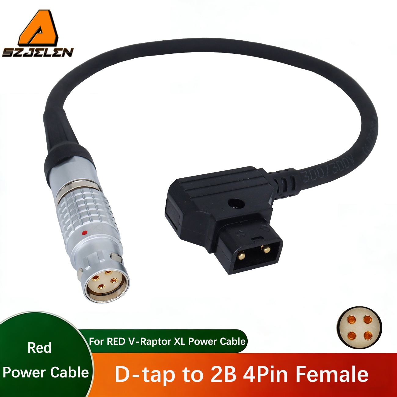 Power Cable D-tap to 2B 4Pin Female for RED Ranger MONSTRO 8K/V-Raptor XL