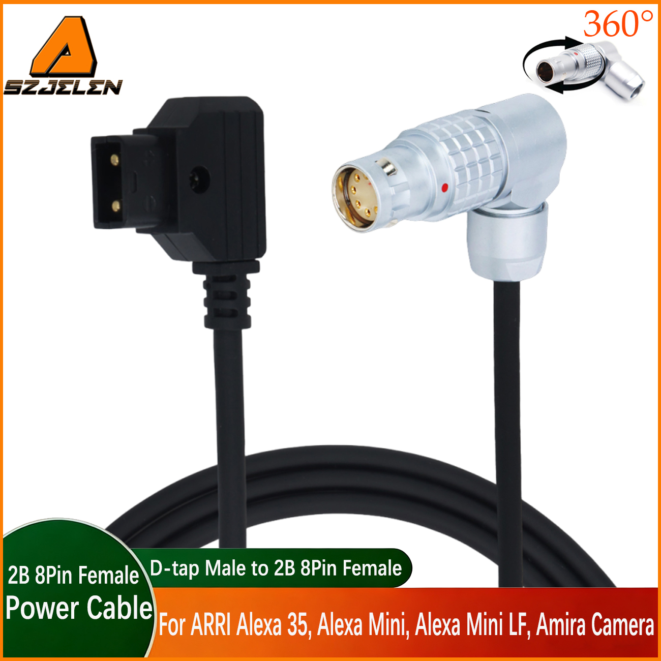 Power Cable D-TAP to 2B 8Pin Female for ARRI Alexa 35, Alexa Mini, Alexa Mini LF, Amira Camera