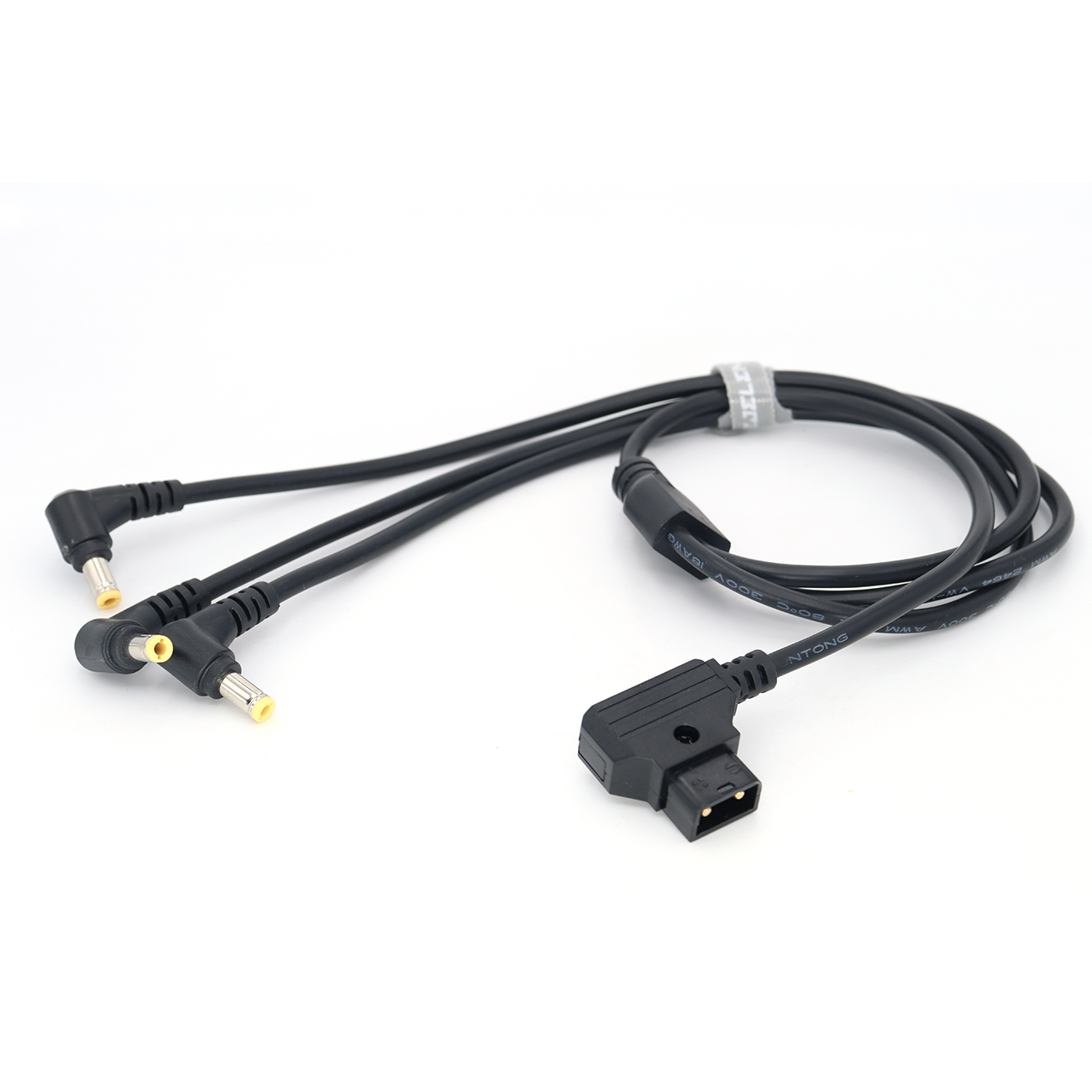 Power Cable D-tap Male/DC2.5 Female To 3x DC 5.5x2.5mm Monitor Power Cords With Right Angle Connectors, for Multi Monitor