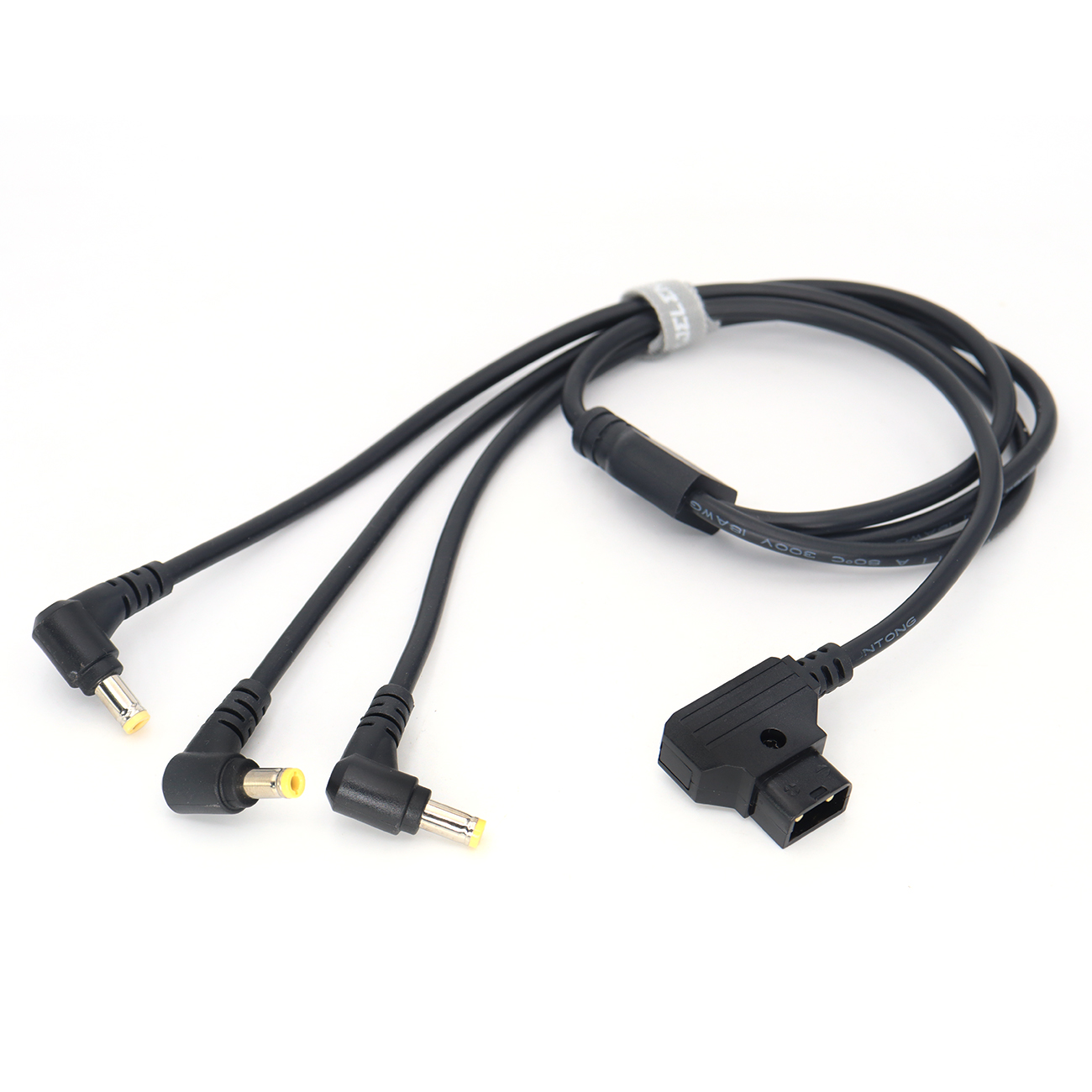 Power Cable D-tap Male/DC2.5 Female To 3x DC 5.5x2.5mm Monitor Power Cords With Right Angle Connectors, for Multi Monitor