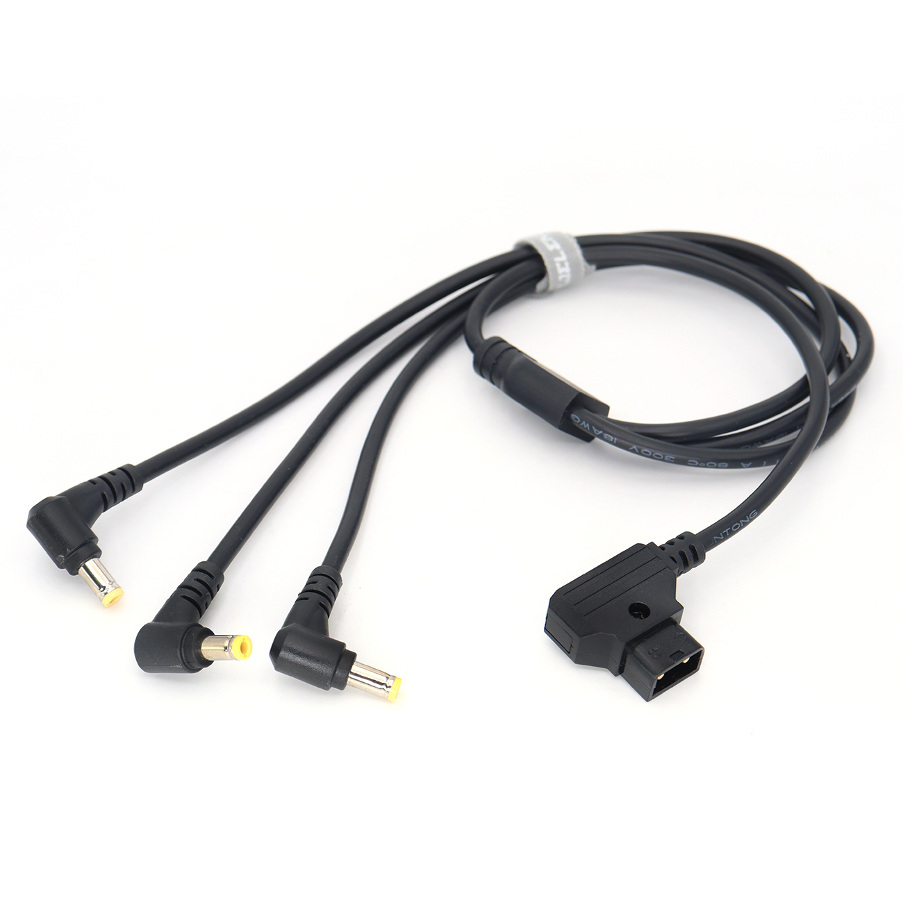 Power Cable D-tap Male/DC2.5 Female To 3x DC 5.5x2.5mm Monitor Power Cords With Right Angle Connectors, for Multi Monitor