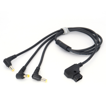 Power Cable D-tap Male/DC2.5 Female To 3x DC 5.5x2.5mm Monitor Power Cords With Right Angle Connectors, for Multi Monitor