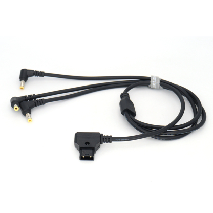 Power Cable D-tap Male/DC2.5 Female To 3x DC 5.5x2.5mm Monitor Power Cords With Right Angle Connectors, for Multi Monitor