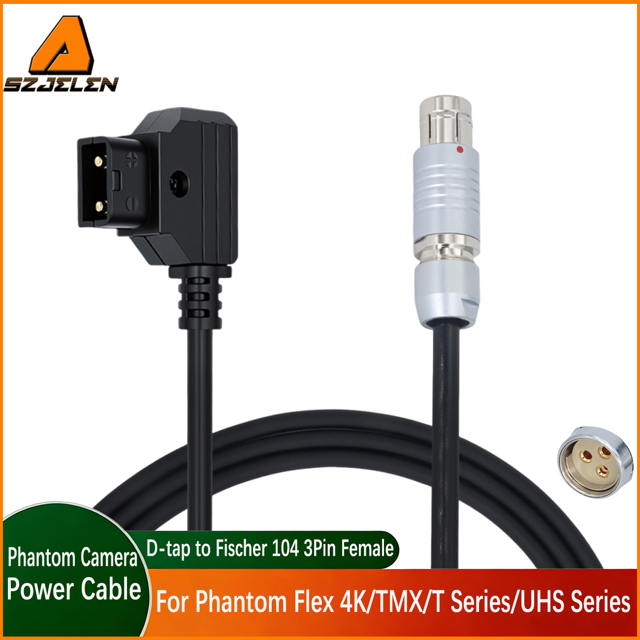 Power Cable Fischer 104 3Pin Female to D-tap/XLR 3Pin/XLR 4Pin for Phantom Flex 4K/TMX/T Series/UHS Series