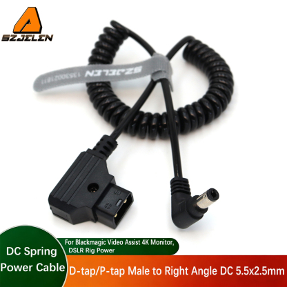 D-tap to Right Angle DC 5.5 x 2.5mm Coiled Power Cable
