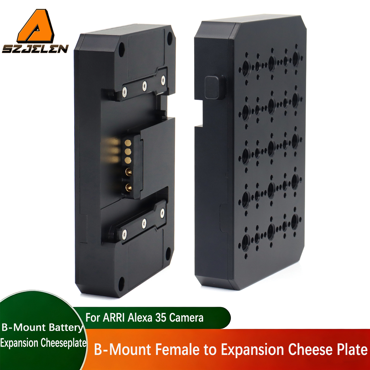ARRI Alexa 35 B-Mount Battery Expansion Cheese Plate With 1/4"-20, 3/8"-16 Screw Holes and Anti-twist holes